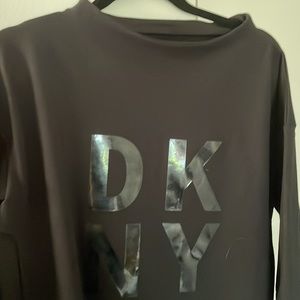 DKNY Sport Scuba Knit Spell-Out Mock Neck Pullover Active Sweatshirt Women's XL